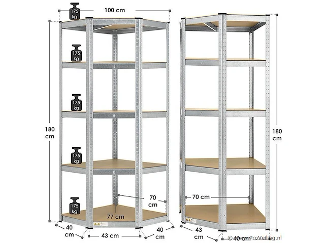 Stellingkast corner basic 180 x 70 x 70 - afbeelding 2 van  10