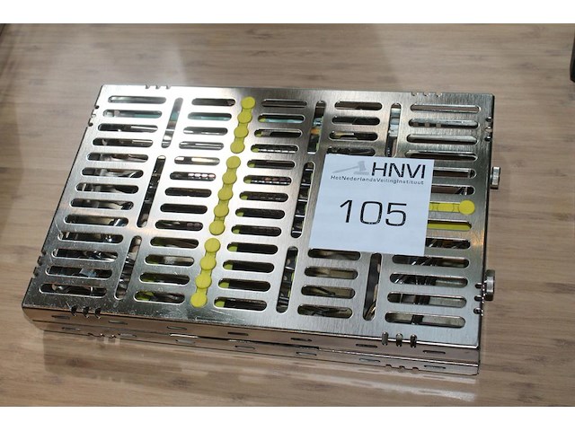 Sterilisatie cassette hu-friedy met algemene tandheelkundige en chirurgische handgereedschappen w.o. schaar... - afbeelding 1 van  4