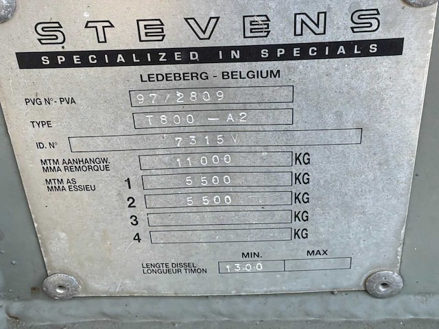 Stevens t800-a2 hydraulische container aanhangwagen - afbeelding 3 van  11