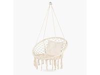 Stevige hangstoel van sterk touw met kussen. - afbeelding 2 van  2