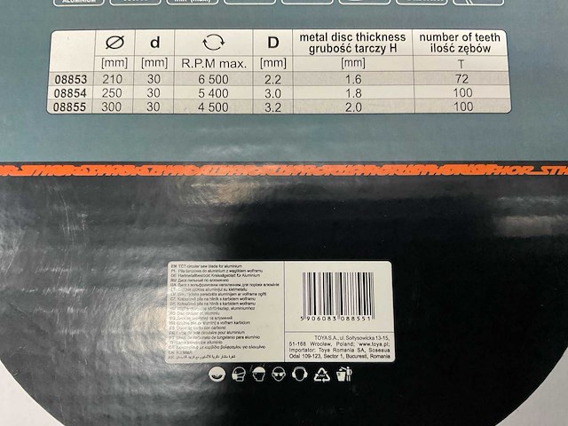Sthor 8853, 8854, 8855 aluminium zaagblad (6x) - afbeelding 6 van  6