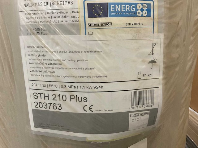 Stiebel eltron sth 210 plus 207l verwarmings-buffervat - afbeelding 2 van  3