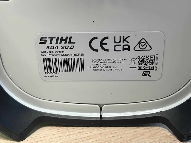 Stihl - koa20 - accu compressor body met accu en lader - afbeelding 8 van  12