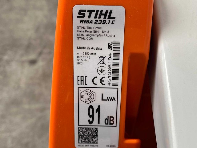 Stihl - rma 239c - grasmaaier met ak20 accu en al101 lader - afbeelding 5 van  13