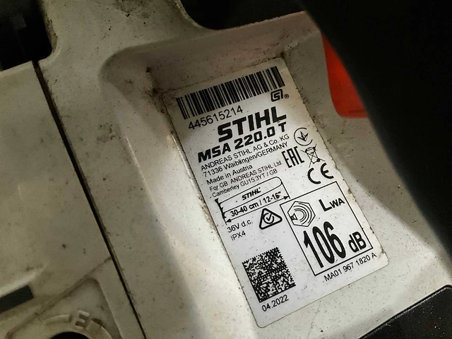 Stihl msa 220 accu kettingzaag - afbeelding 8 van  8