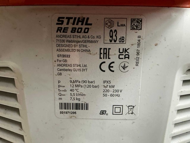 Stihl re80 hogedrukreiniger - afbeelding 5 van  5