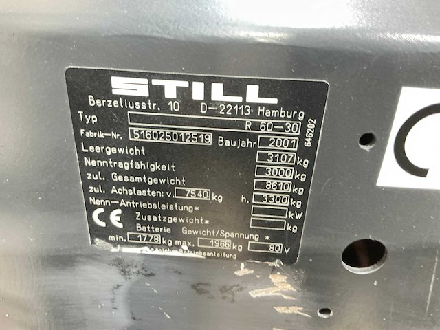 Still - 2001 - r60-30 - vorkheftruck - afbeelding 17 van  18