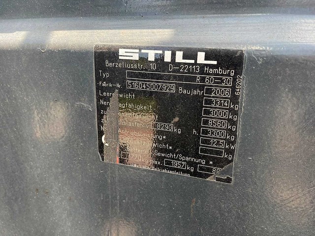 Still - 2006 - r60-30 - vorkheftruck - afbeelding 7 van  8