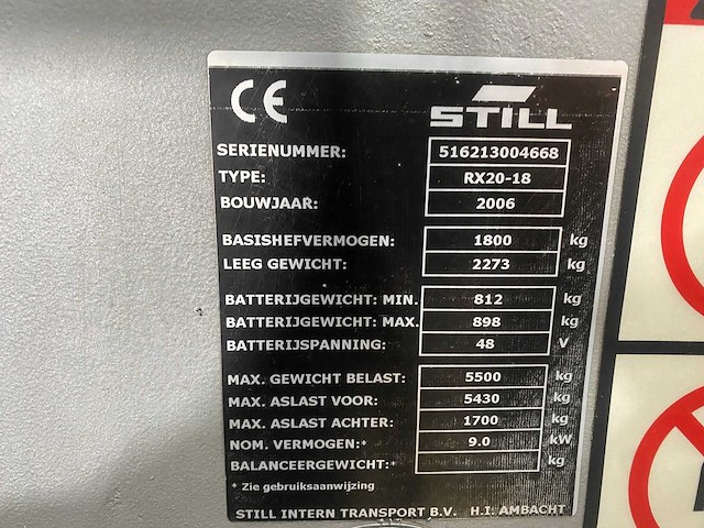 Still - 2006 - rx20-18 - vorkheftruck - afbeelding 2 van  16