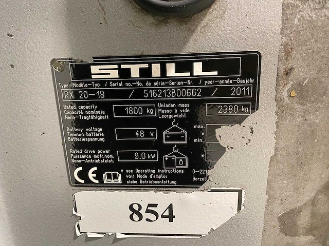 Still - 2011 - rx 20-18 - vorkheftruck triplex - free-lift - side-shift - vorkensteller - afbeelding 6 van  7