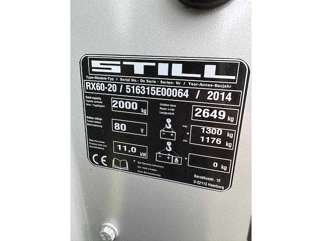 Still - 2014 - rx60-20 - 5.1m triplex, free-lift - vorkheftruck - afbeelding 4 van  13
