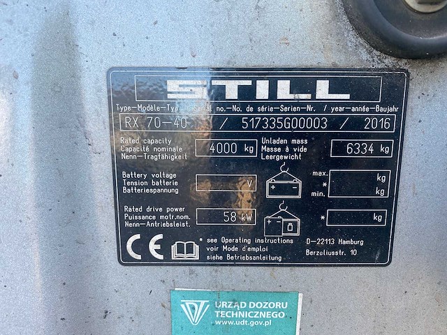 Still - 2016 - rx 70-40 t - vorkheftruck - side-shift - afbeelding 2 van  10