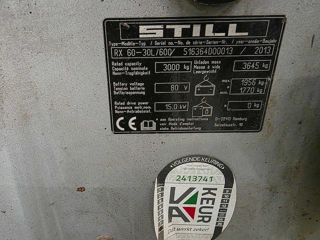 Still - 2016 - rx60-30l / 600 - 5m duplex, free-lift, side-shift - vorkheftruck - afbeelding 1 van  21