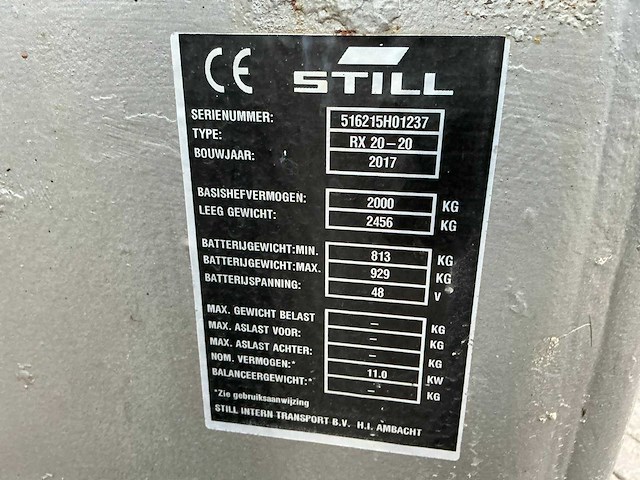 Still - 2017 - rx-20-20 - vorkheftruck - afbeelding 9 van  17
