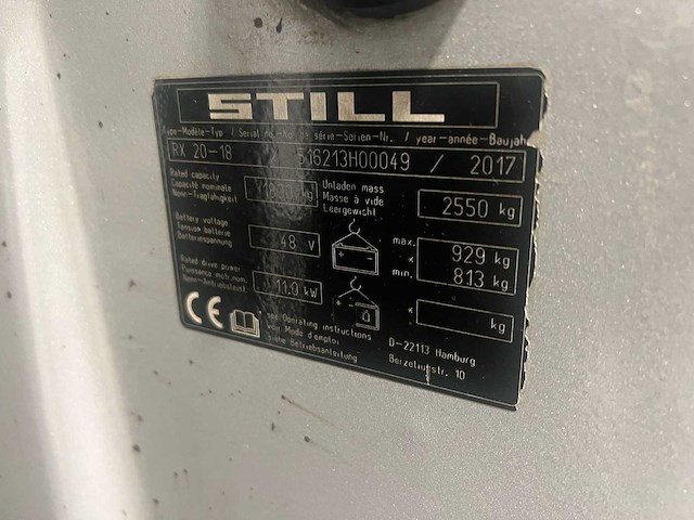 Still - 2017 - rx20-18 - 5.07m triplex, free-lift, side-shift, vorkversteller - vorkheftruck - afbeelding 5 van  6