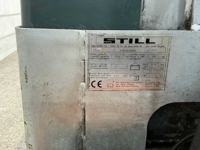 Still - 2018 - ech15c - elektrische palletwagen - afbeelding 8 van  9