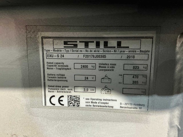 Still - 2018 - exu-s24 - elektrische palletwagen - afbeelding 2 van  12