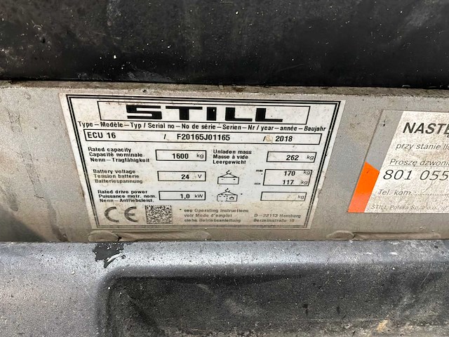 Still - 2018 - exu16 - elektrische palletwagen - afbeelding 11 van  11