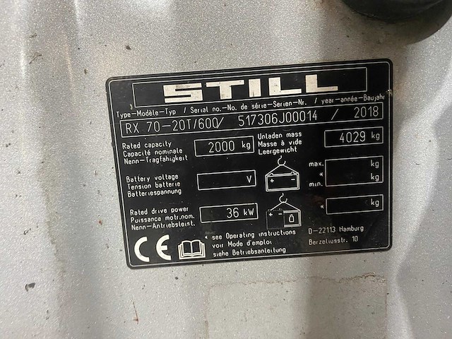 Still - 2018 - rx 70-20/600 t - vorkheftruck - side-shift - afbeelding 5 van  13