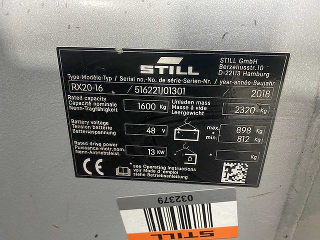 Still - 2018 - rx20-16 - vorkheftruck triplex - free-lift - afbeelding 3 van  14
