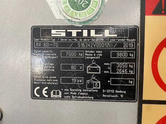 Still - 2019 - rx60-70 - vorkheftruck - side-shift - vorkensteller - dubbel vorkenbord - afbeelding 9 van  18