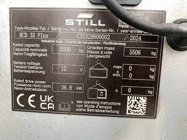 Still - 2024 - rcd35 + - 1039 uren - 5.5m triplex, free-lift, side-shift - vorkheftruck - afbeelding 10 van  10