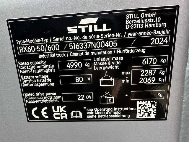 Still - 2024 - rx60-50/600 - 4.9m triplex, free-lift, side-shift - vorkheftruck - afbeelding 11 van  11