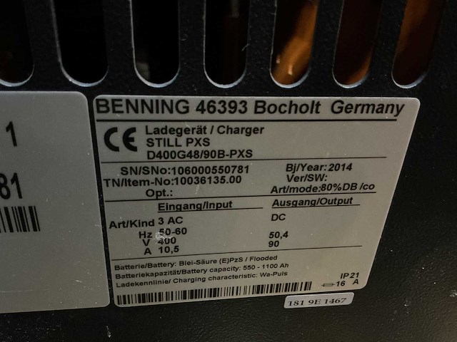 Still - 48v 90a - battery chargers - 2014 - afbeelding 1 van  1
