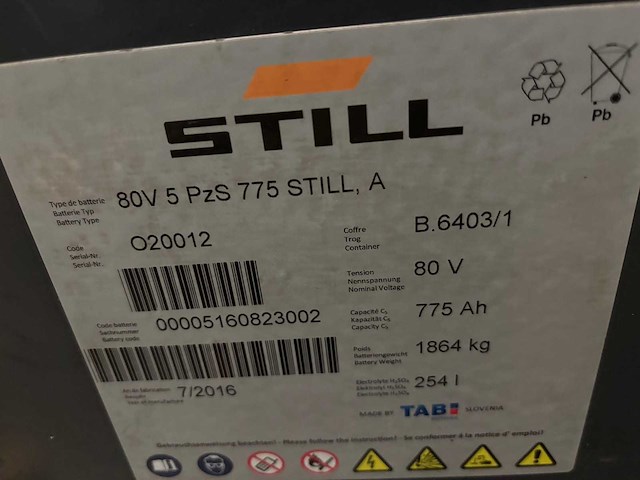 Still - 80v 5 pzs 775ah - battery chargers - 2016 - afbeelding 2 van  3