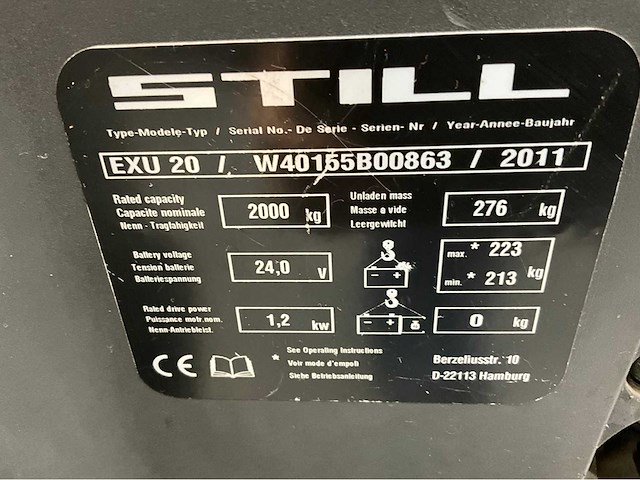 Still - exv20 - elektrische palletwagen - 2000kg - afbeelding 7 van  14