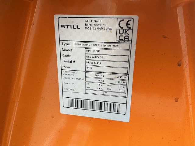 Still - hpt 10 xe - hydraulic hand pallet trucks - 2022 - afbeelding 4 van  4