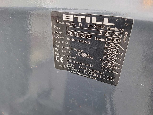 Still - r 60-25l - 3.2m duplex, side-shift - vorkheftruck - afbeelding 2 van  11