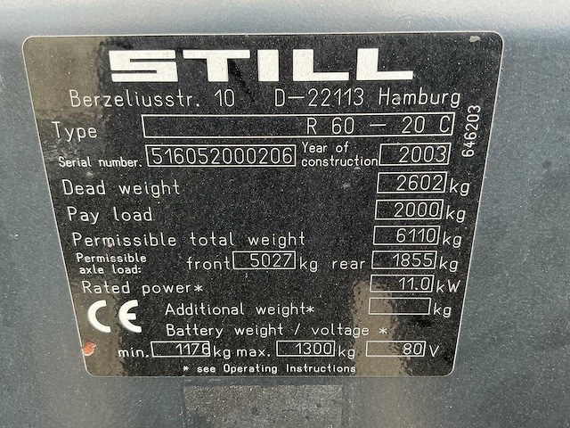 Still - r60-20c - forklift trucks - 2003 - afbeelding 3 van  11