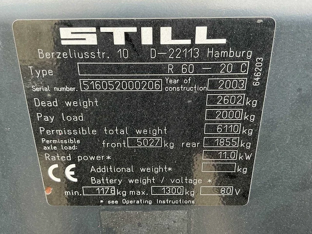 Still - r60-20c - forklift trucks - 2003 - afbeelding 2 van  11