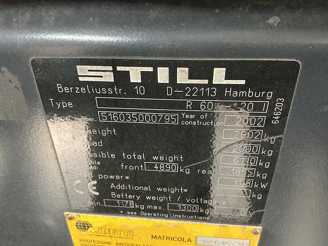 Still - r60-20i - forklift trucks - 2001 - afbeelding 7 van  7