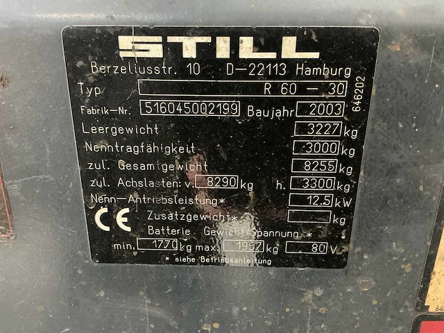 Still - r60-30 - forklift trucks - 2003 - afbeelding 8 van  8