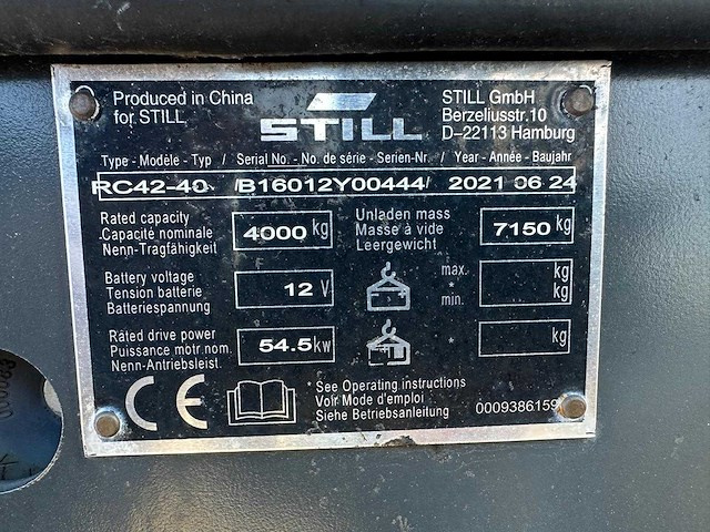 Still - rc42-40 - 4m duplex, side-shift - 2021 - vorkheftruck - afbeelding 2 van  12