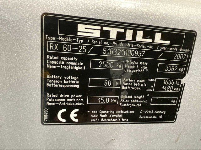 Still - rx60-25 - vorkheftruck- triplex - freelift - sideshift - bluespot - afbeelding 4 van  14