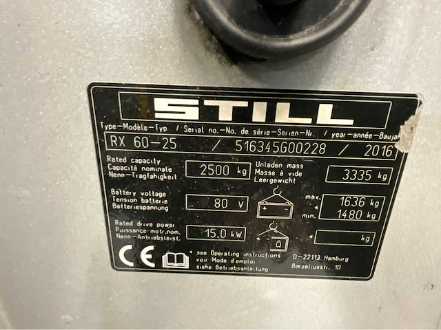 Still - rx60-25 - vorkheftruck triplex - siteshift - freelift - accu uit 2021 - gesloten cabine - airco - afbeelding 19 van  21
