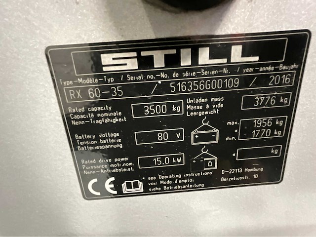 Still - rx60-35 vorkheftruck triplex- freelift - accu bj. 2024 - 3e en 4e functie -bluespot - afbeelding 6 van  9