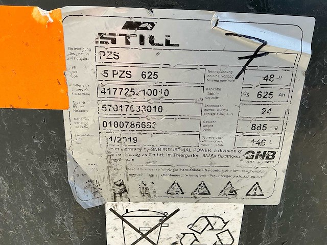 Still 48v tractiebatterij 5pzs625 – 625ah – bouwjaar 2019 - afbeelding 2 van  10