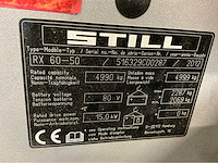 Still 5000kg- rx60-50 - vorkheftruck triplex - vorkenversteller - sideshift - freelift - accu 2015 met maar 1121 uur - afbeelding 11 van  24