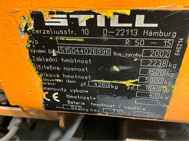 Still r50-15 vorkheftruck - triplex - freelift - sideshift - acculader - 6.1m - 4257 uur - afbeelding 11 van  13