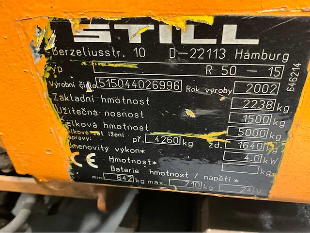 Still r50-15 vorkheftruck - triplex - freelift - sideshift - acculader - 6.1m - 4257 uur - afbeelding 12 van  13