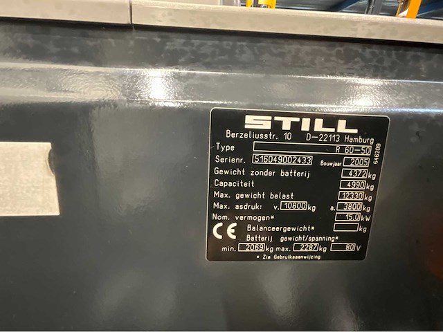 Still r60-50 - 5000kg vorkheftruck met vorkensteller accu bj. 2018 - afbeelding 7 van  22