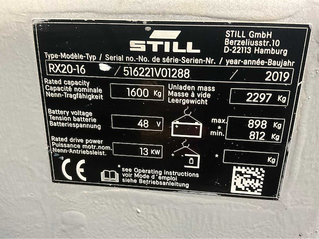 Still rx20-16 - vorkheftruck triplex - vorkenversteller - freelift - sideshift - 2700 uur - 2019 - 5,0m - afbeelding 14 van  18
