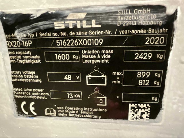 Still rx20-16p vorkheftruck triplex 5.3m - freelift - sideshift - bj 2020 - halve cabine - afbeelding 2 van  14