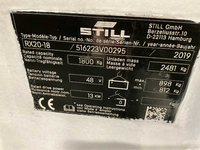 Still rx20-18 - vorkheftruck - triplex - freelift - sideshift - 4892 uur - afbeelding 1 van  2