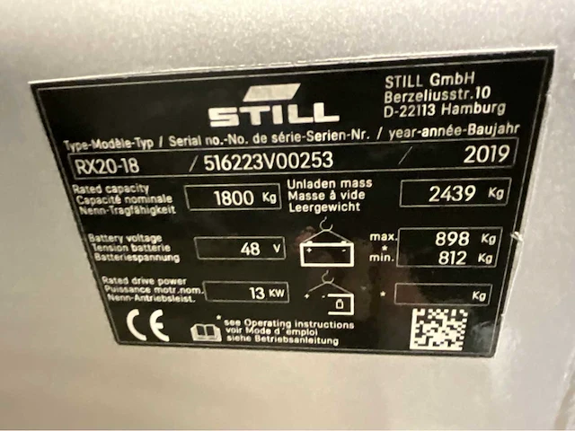 Still rx20-18 vorkheftruck triplex - vorkenversteller - freelift - sideshift - 2019 - 6016 uur - afbeelding 5 van  18