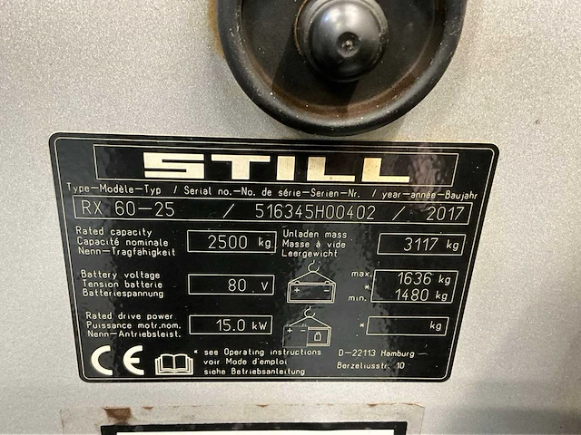 Still rx60-25 - vorkheftruck - 2265 uur - bj 2017 - achteruitrij camera - sensor - afbeelding 3 van  18